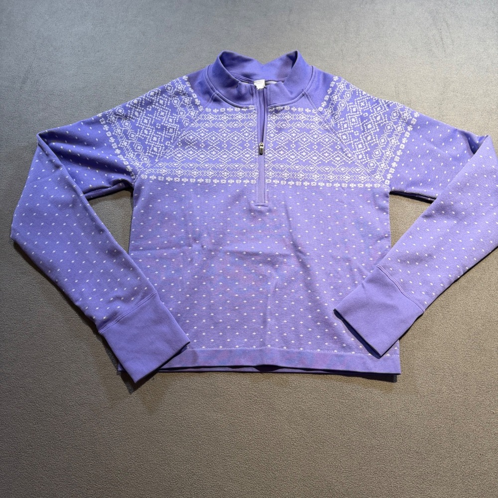 DSG Momentum Seamless 1/4 Zip Frozen Purple Fair Isle Pullover DAW24322 L